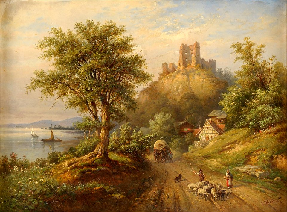 Ernst Hader Seenlandschaft mit Burgruine