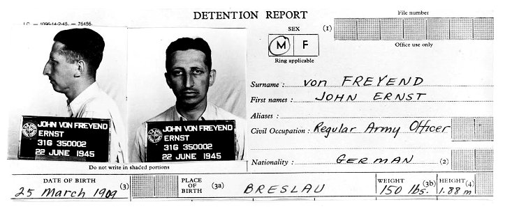 Ernst John von Freyend Detention Report