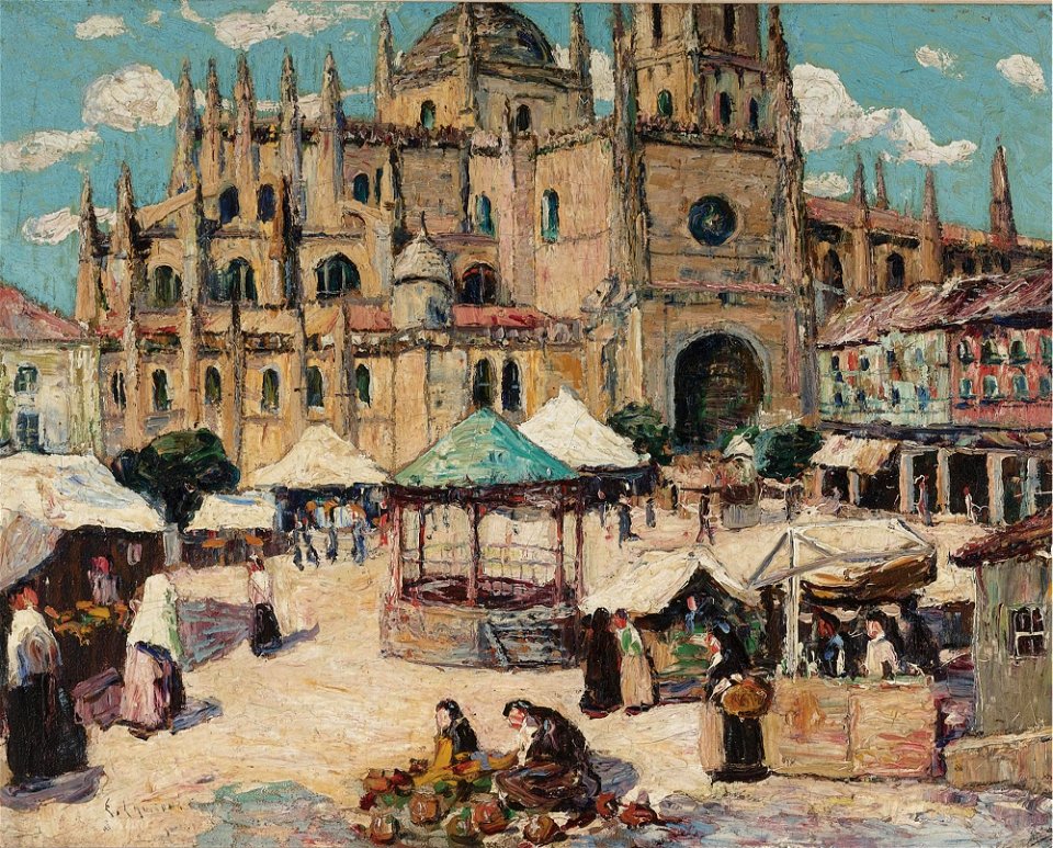 Ernest Lawson - Market Square, Segovia, Spain