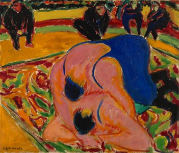 Ernst Ludwig Kirchner (German, 1880-1938) - Wrestlers in a Circus - 1966.49 - Cleveland Museum of Art