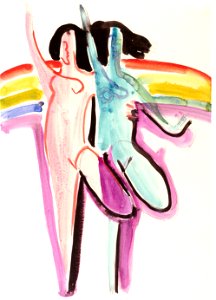 Ernst Ludwig Kirchner - Entwurf für den Festsaal in Essen, Zwei Tänzerinnen - 1932-33