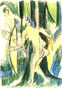 Ernst Ludwig Kirchner - Bogenschießende Mädchen im Wald - ca 1934