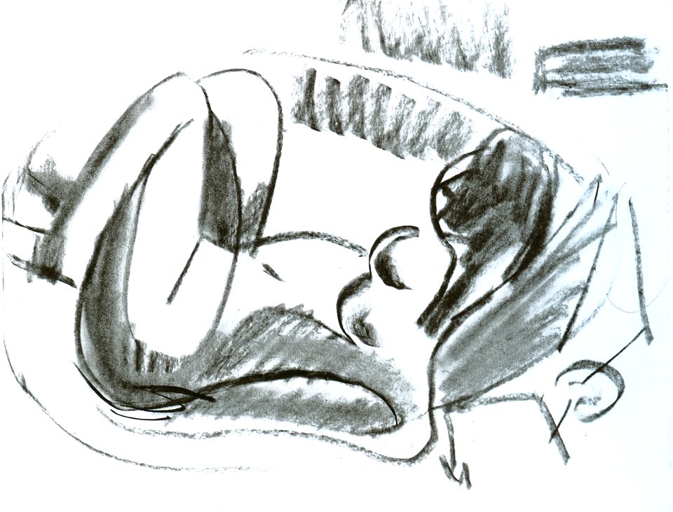 Ernst Ludwig Kirchner - Liegender Akt im Tub mit angezogenen Beinen, ca 1930