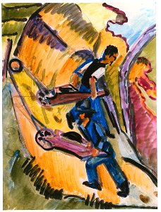 Ernst Ludwig Kirchner - Männer mit Schubkarren -1926-27
