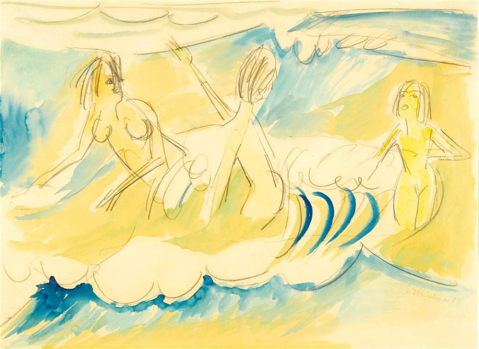 Ernst Ludwig Kirchner - Drei Mädchen im Wasser