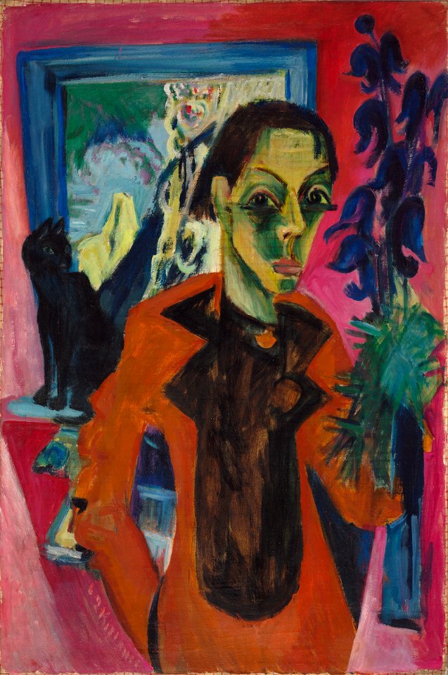 Ernst Ludwig Kirchner - Self-Portrait with Cat - BR50.12 - Busch–Reisinger Museum