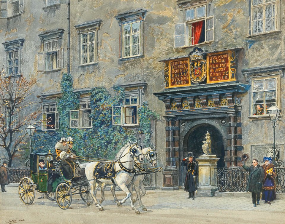 Ernst Graner - The Departure of Emperor Francis Joseph, near the Schweizertor in Hofburg residence