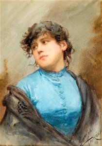 Ernesto Levorati Bildnis einer jungen Frau in blauem Kleid