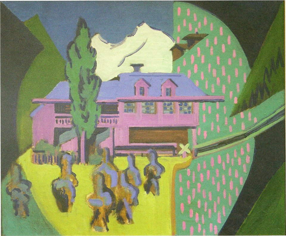 Ernst Ludwig Kirchner - Violettes Haus vor Schneeberg - 1938
