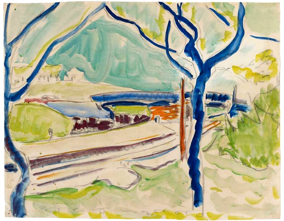Ernst Ludwig Kirchner Landschaft mit See c1908