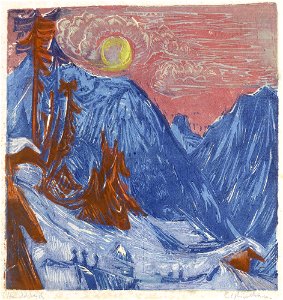 Ernst Ludwig Kirchner Wintermondnacht. Free illustration for personal and commercial use.