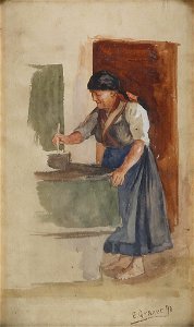 Ernst Graner Bäuerin am Herd 1890