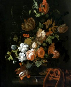 Ernst Stuven (1657-1712) - Flowers in a Glass Bowl on a Ledge - 414220 - National Trust