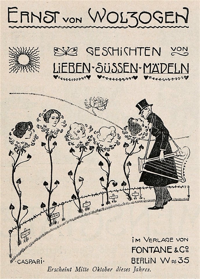 Ernst von Wolzogen - Geschichten von lieben süssen Mädeln, Jugend 1897. Free illustration for personal and commercial use.