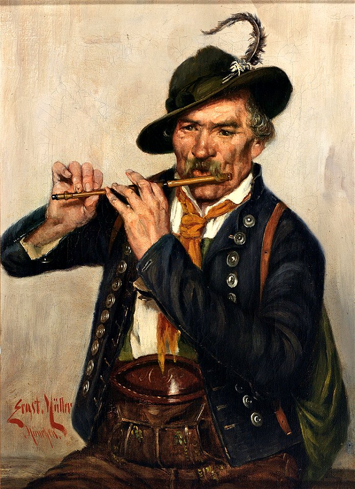 Ernst Immanuel Müller Piccoloflöten-Spieler in Tracht
