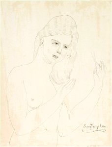 Ernst Josephson - Hiuksiaan leikkaava alaston nainen - A II 888-2 - Finnish National Gallery