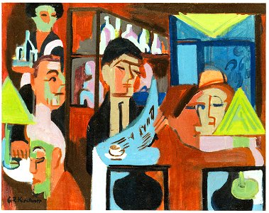 Ernst Ludwig Kirchner - Davoser Cafe - 1928. Free illustration for personal and commercial use.
