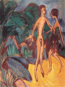 Ernst Ludwig Kirchner - Nackter Jüngling und Mädchen am Strand