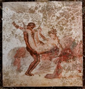 Erotic scene Pompeii MAN Napoli Inv27697