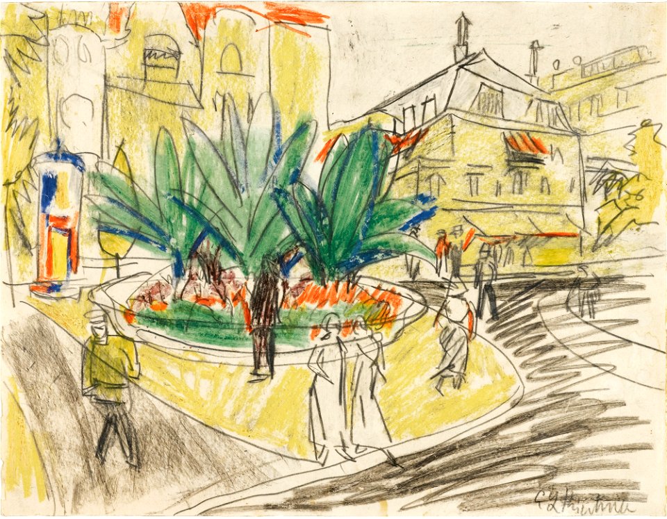 Ernst Ludwig Kirchner - Das Boskett auf dem Albertplatz in Dresden