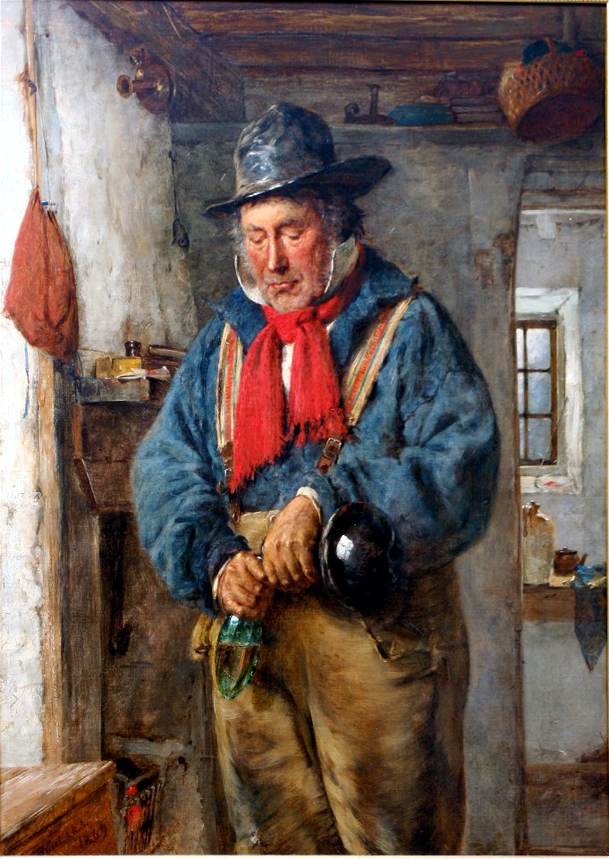 Erskine Nicol, A Nip against the Cold (1869). Free illustration for personal and commercial use.