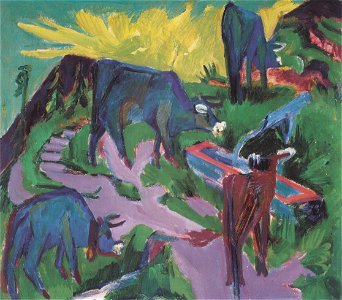 Ernst Ludwig Kirchner - Kühe bei Sonnenuntergang