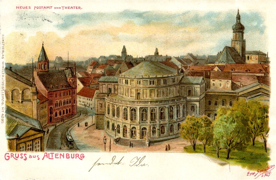 Erwin Spindler Ansichtskarte Altenburg-Postamt