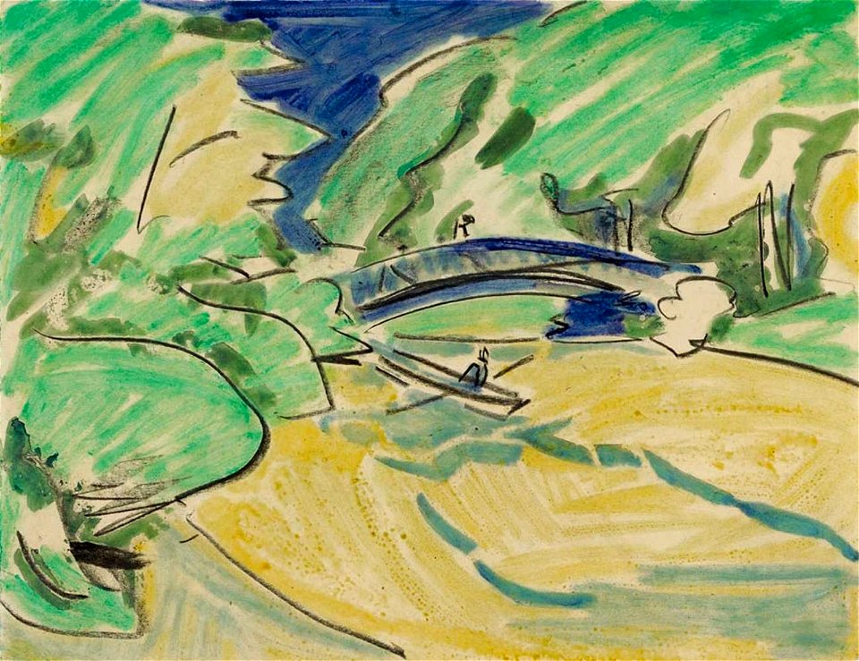 Ernst Ludwig Kirchner Ruderboot unter der Brücke c1911