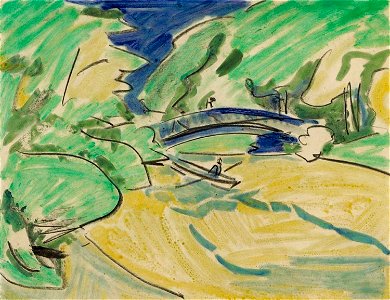 Ernst Ludwig Kirchner Ruderboot unter der Brücke c1911