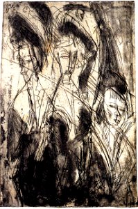 Ernst Ludwig Kirchner Drei Kokotten bei Nacht Radierung 1914