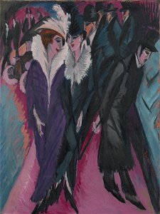 Ernst Ludwig Kirchner, 1913, Street, Berlin, oil on canvas, 120.6 x 91.1 cm, MoMA. Free illustration for personal and commercial use.