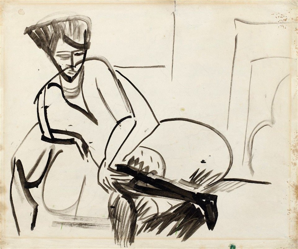 Ernst Ludwig Kirchner Frau auf dem Sofa c1910