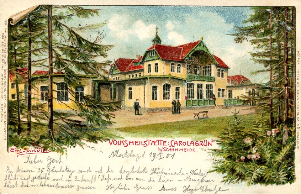 Erwin Spindler Ansichtskarte Carolagrün-Kurhaus