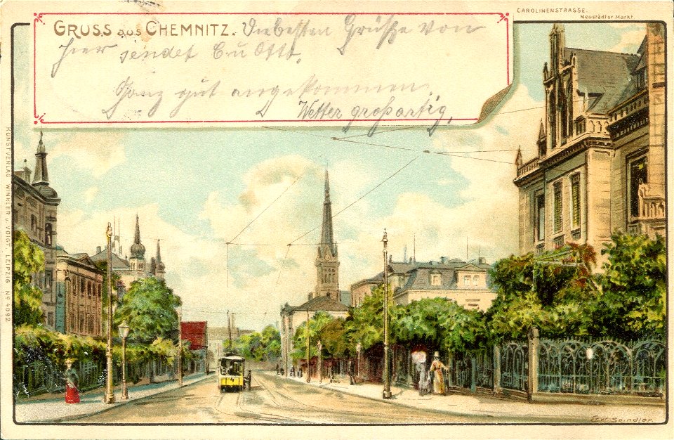Erwin Spindler Ansichtskarte Chemnitz-Carolinenstraße