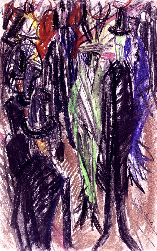 Ernst Ludwig Kirchner Straßenszene mit grüner Dame 1914