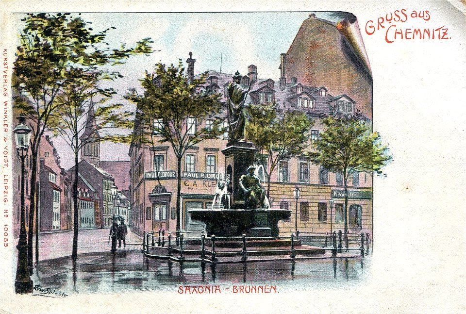 Erwin Spindler Ansichtskarte Chemnitz-Saxonia-Brunnen