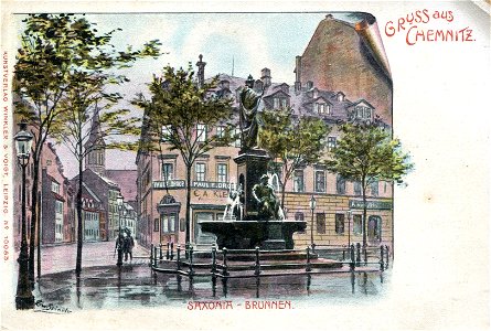 Erwin Spindler Ansichtskarte Chemnitz-Saxonia-Brunnen