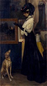 Ernst Lübbert - Dame mit Windspiel - BG-M 2356^81 - Berlinische Galerie
