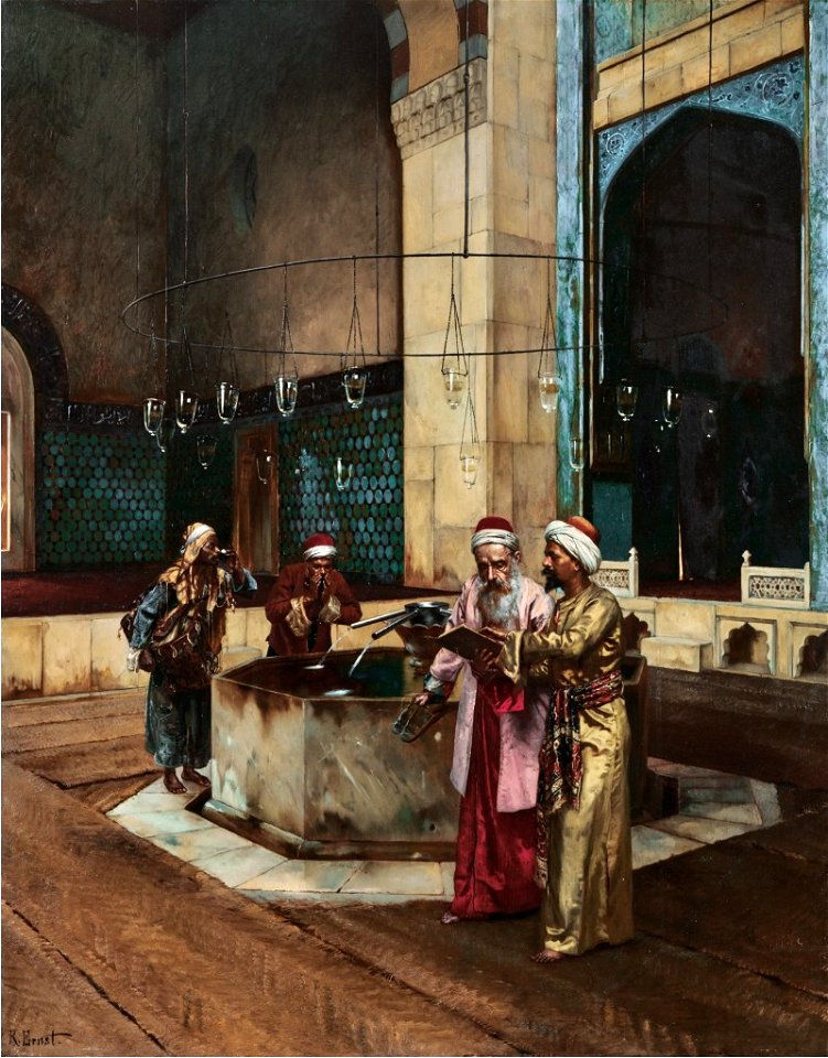 After Prayers by Rudolf Ernst, oil on panel