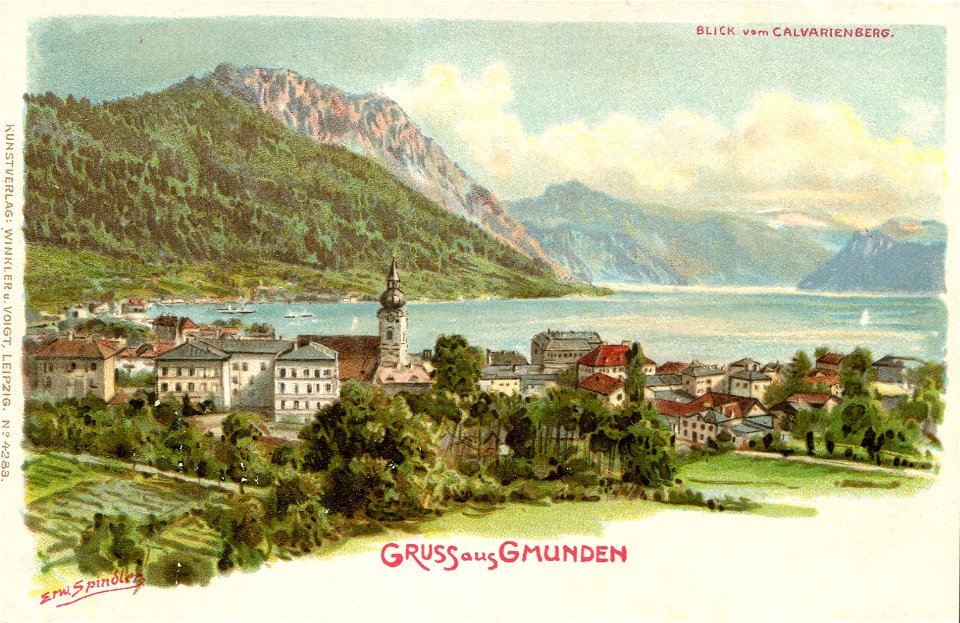 Erwin Spindler Ansichtskarte Gmunden-Calvarienberg