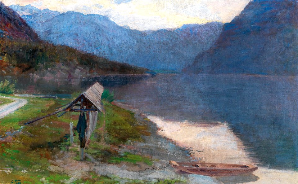 Ernst Stöhr - Scene at dusk at Lake Bohinj