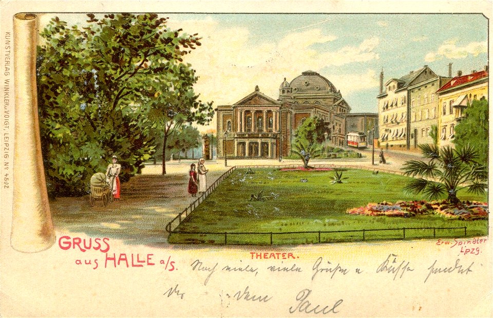 Erwin Spindler Ansichtskarte Halle-Theater