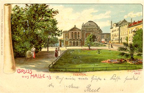Erwin Spindler Ansichtskarte Halle-Theater
