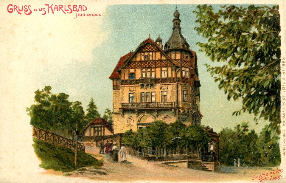 Erwin Spindler Ansichtskarte Karlsbad-Jägerhaus
