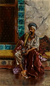 The Nargilah Smoker by Rudolf Ernst