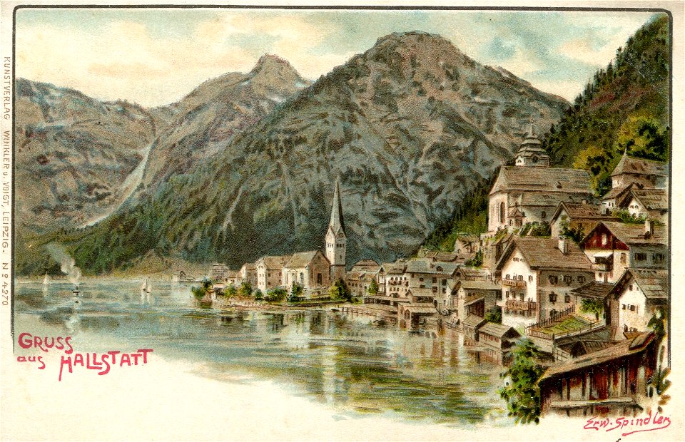 Erwin Spindler Ansichtskarte Hallstatt - Free Stock Illustrations ...