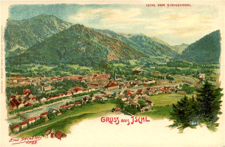 Erwin Spindler Ansichtskarte Ischl vom Siriuskogel