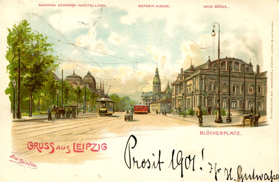 Erwin Spindler Ansichtskarte Leipzig-Blücherplatz
