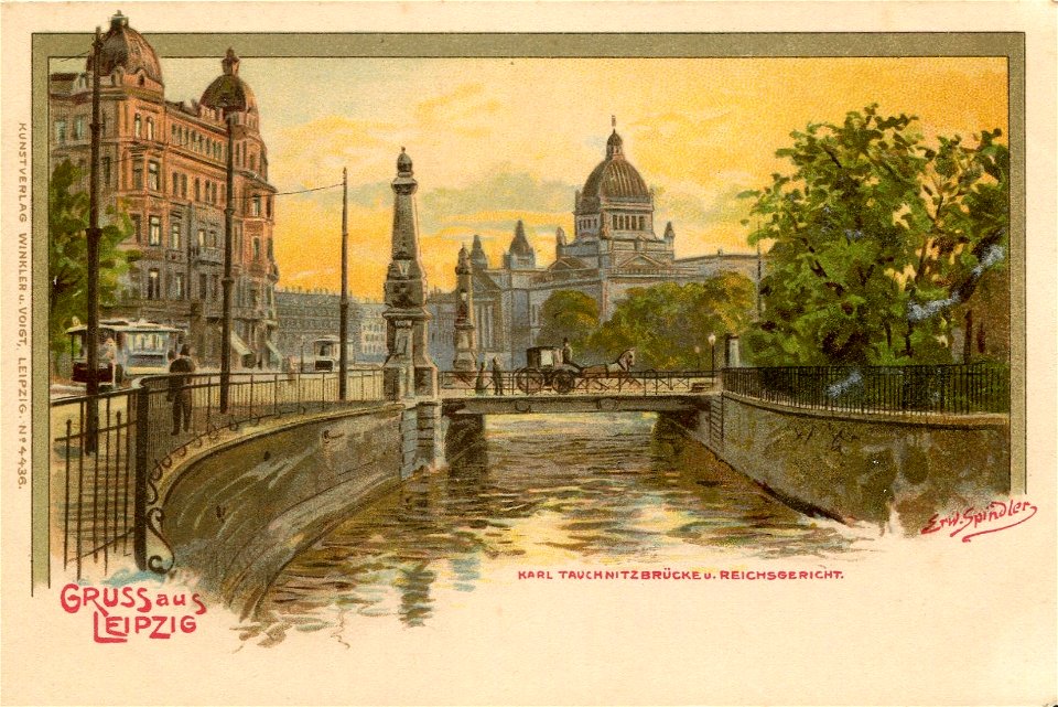 Erwin Spindler Ansichtskarte Leipzig-Karl-Tauchnitz-Brücke