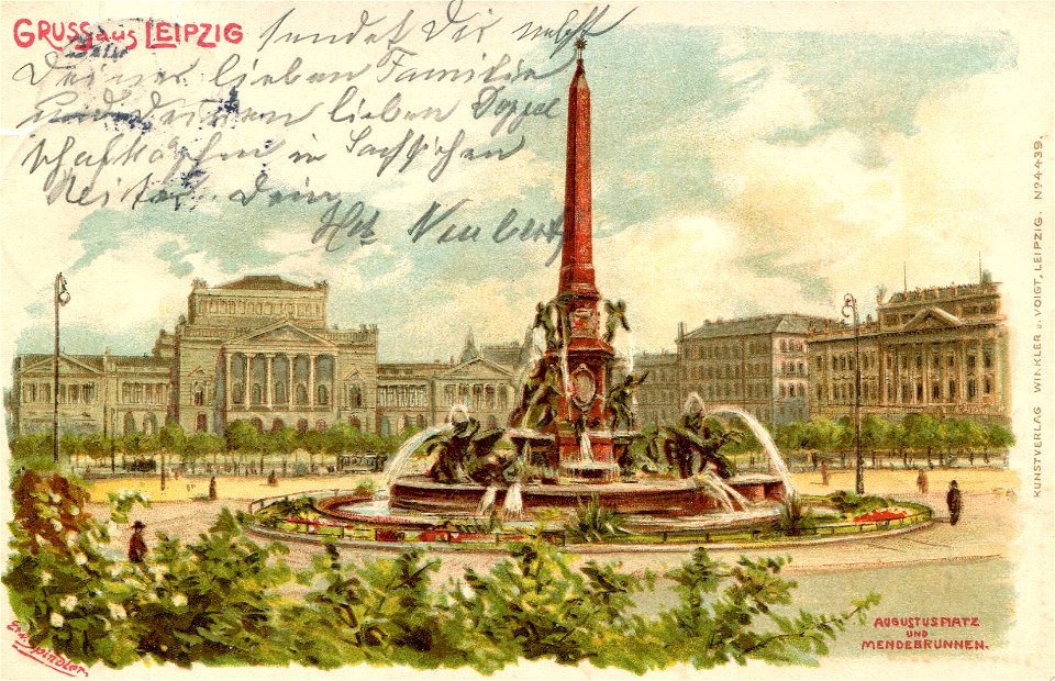 Erwin Spindler Ansichtskarte Leipzig-Mendebrunnen